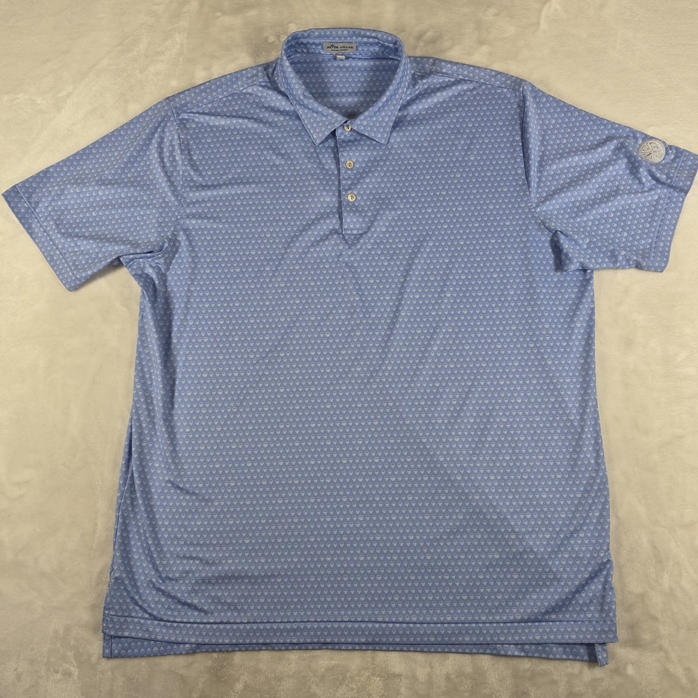 Peter Millar Summer Comfort Polo Shirt Men's 2XL XXL Blue Skull Performance Golf